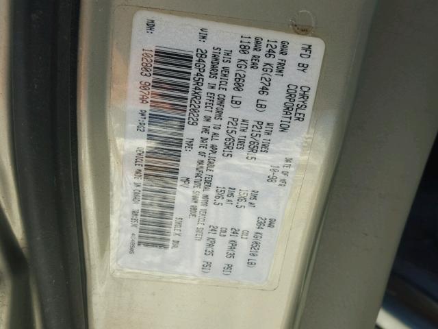 2B4GP45R4XR220229 - 1999 DODGE CARAVAN SE SILVER photo 10