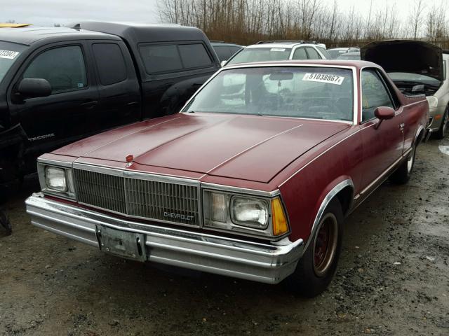 1W80KAK509839 - 1980 CHEVROLET EL CAMINO RED photo 2