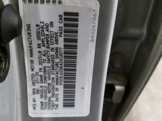 5Y2SL62864Z413077 - 2004 PONTIAC VIBE GRAY photo 10