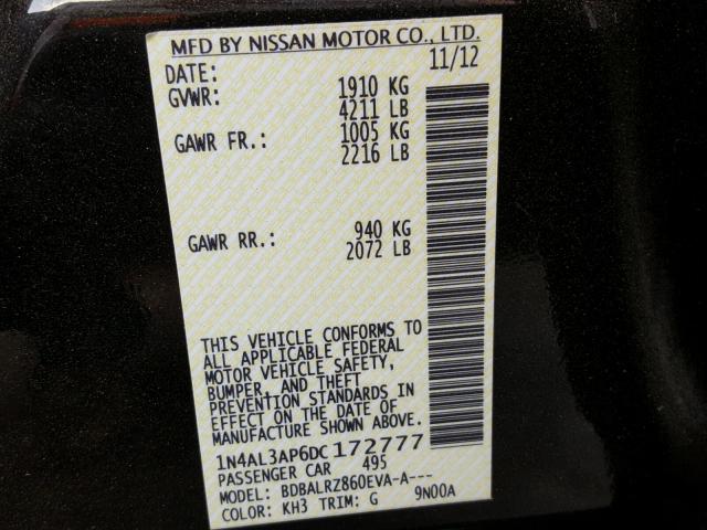 1N4AL3AP6DC172777 - 2013 NISSAN ALTIMA 2.5 BLACK photo 10