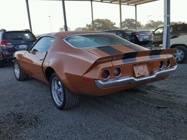 1Q87L2N144200 - 1972 CHEVROLET CAMARO ORANGE photo 3