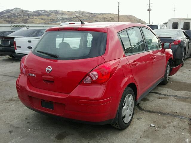 3N1BC1CP5AL365134 - 2010 NISSAN VERSA S RED photo 4