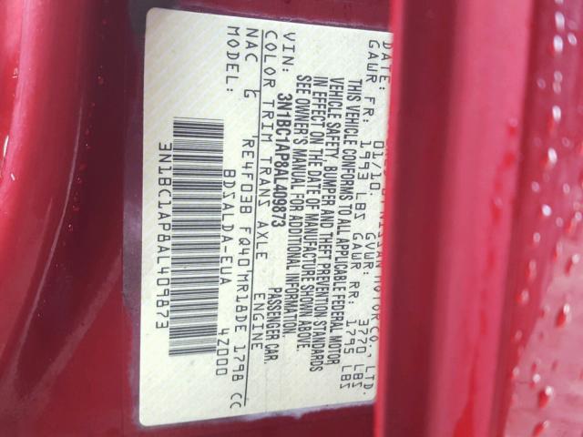 3N1BC1AP8AL409873 - 2010 NISSAN VERSA S RED photo 10