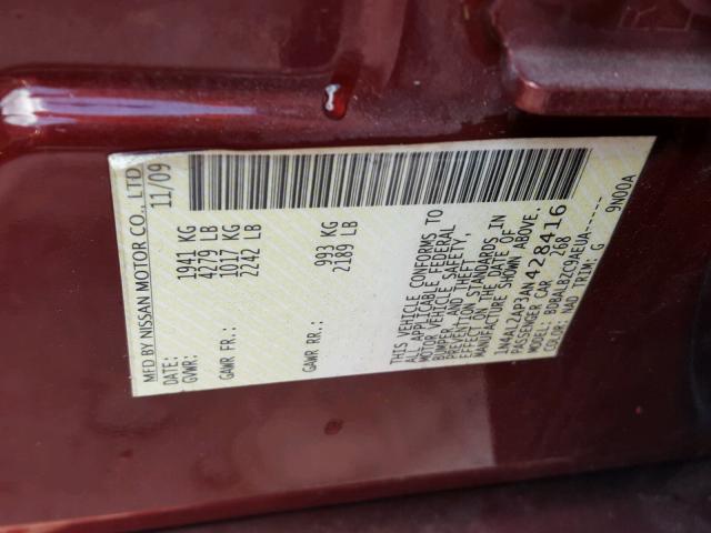 1N4AL2AP3AN428416 - 2010 NISSAN ALTIMA BAS RED photo 10