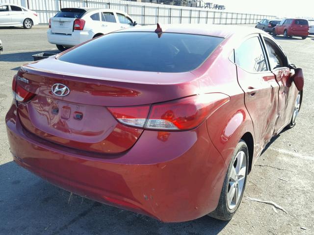 KMHDH4AE4CU190275 - 2012 HYUNDAI ELANTRA GL RED photo 4