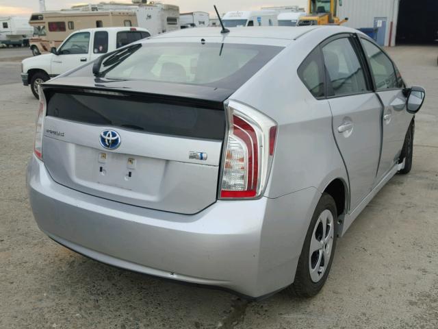 JTDKN3DU8C1556340 - 2012 TOYOTA PRIUS SILVER photo 4