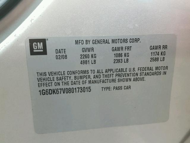 1G6DK67V080173015 - 2008 CADILLAC STS SILVER photo 10