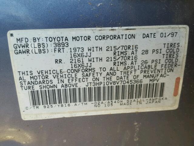 JT3HP10V8V7045366 - 1997 TOYOTA RAV4 PURPLE photo 10