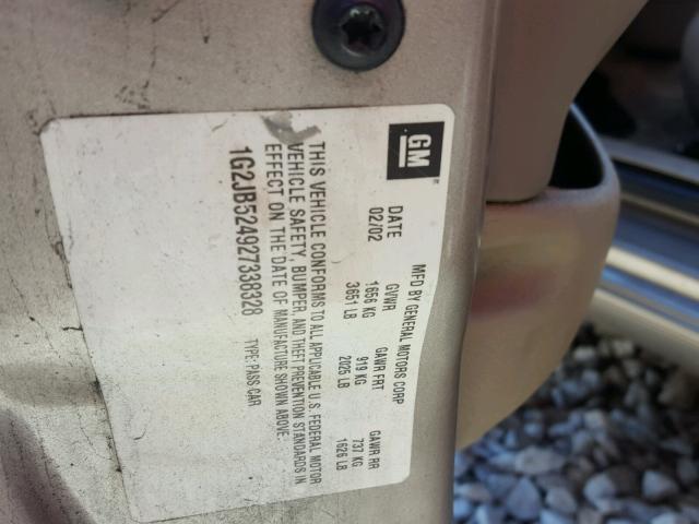 1G2JB524927338328 - 2002 PONTIAC SUNFIRE SE TAN photo 10