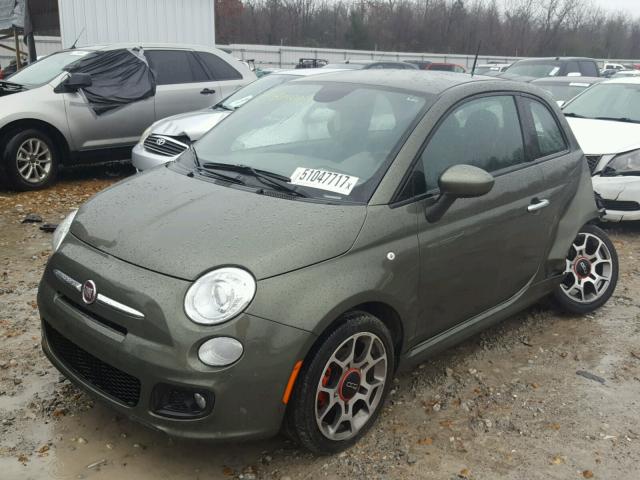 3C3CFFBR2ET279573 - 2014 FIAT 500 SPORT GREEN photo 2