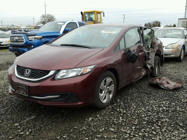 19XFB2F58DE220874 - 2013 HONDA CIVIC LX MAROON photo 2