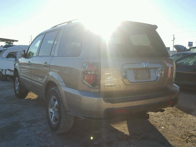 5FNYF28557B000083 - 2007 HONDA PILOT EXL BEIGE photo 3