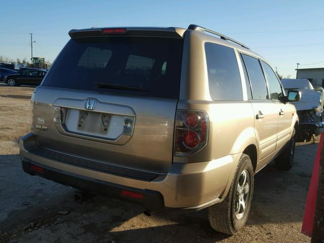 5FNYF28557B000083 - 2007 HONDA PILOT EXL BEIGE photo 4