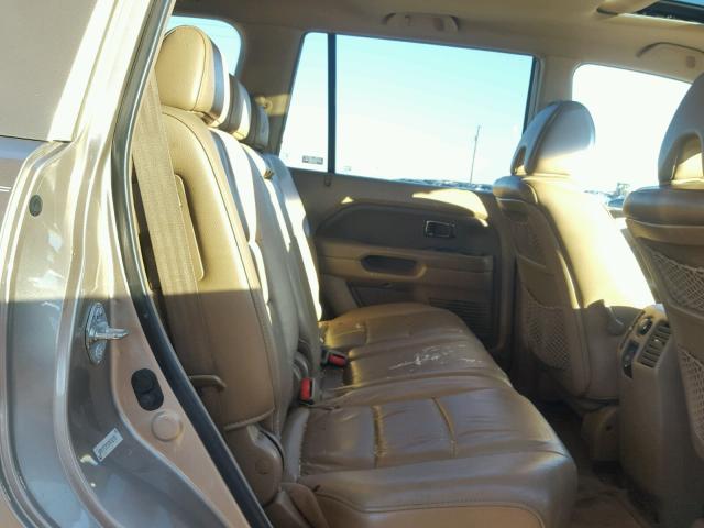 5FNYF28557B000083 - 2007 HONDA PILOT EXL BEIGE photo 6