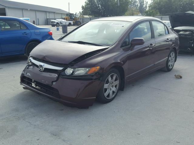 1HGFA16548L107693 - 2008 HONDA CIVIC LX BURGUNDY photo 2