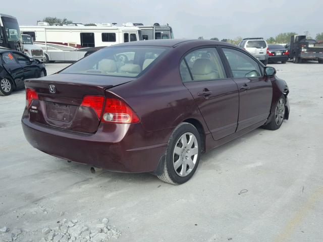 1HGFA16548L107693 - 2008 HONDA CIVIC LX BURGUNDY photo 4