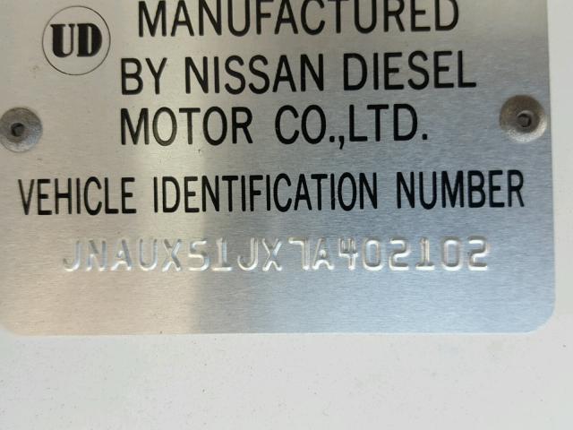 JNAUX51JX7A402102 - 2007 NISSAN DIESEL UD1200 WHITE photo 10