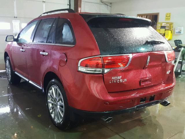 2LMDJ6JK6CBL17334 - 2012 LINCOLN MKX BURGUNDY photo 3