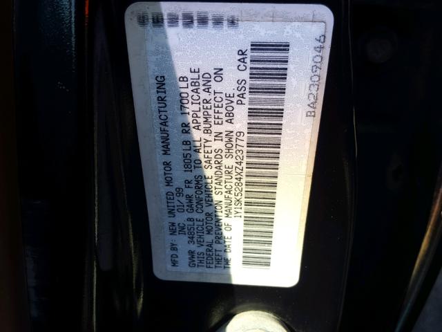 1Y1SK5284XZ423779 - 1999 CHEVROLET GEO PRIZM 绿色 照片 10