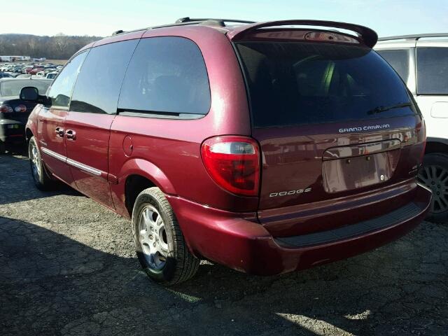 2B8GT54L51R207140 - 2001 DODGE GRAND CARA MAROON photo 3