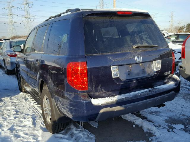 2HKYF18634H553704 - 2004 HONDA PILOT EXL BLUE photo 3