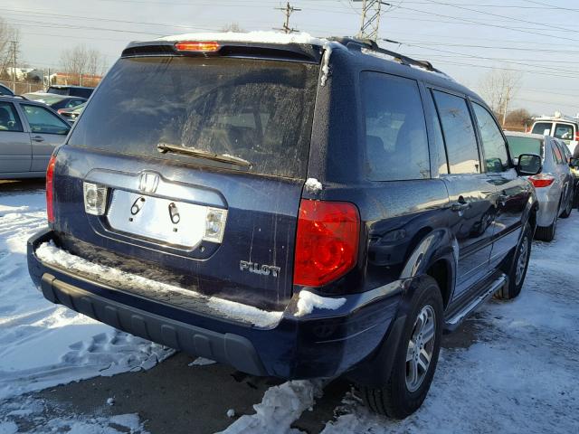 2HKYF18634H553704 - 2004 HONDA PILOT EXL BLUE photo 4