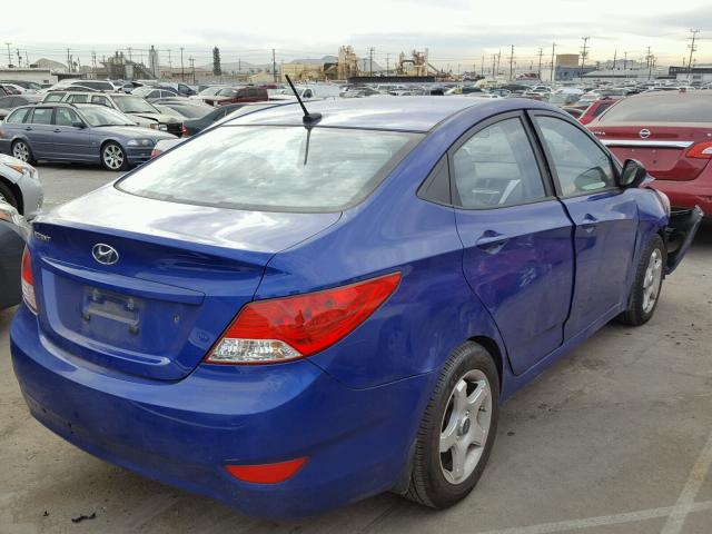 KMHCT4AE7CU252147 - 2012 HYUNDAI ACCENT GLS BLUE photo 4