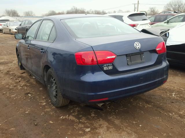 3VW2K7AJ6CM398400 - 2012 VOLKSWAGEN JETTA BASE BLUE photo 3