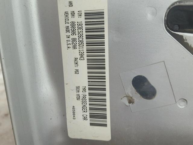 1B3ES26C85D112043 - 2005 DODGE NEON BASE SILVER photo 10