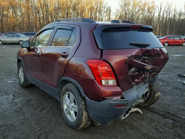 3GNCJLSB6GL171768 - 2016 CHEVROLET TRAX 1LT BURGUNDY photo 3