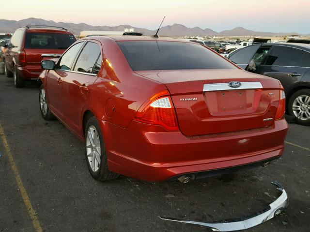 3FAHP0JGXBR305878 - 2011 FORD FUSION SEL RED photo 3