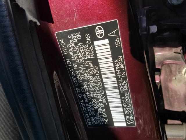 JTKKT624350091252 - 2005 TOYOTA SCION XA PURPLE photo 10