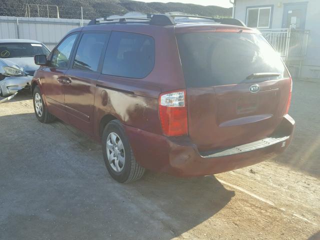 KNDMB233076168418 - 2007 KIA SEDONA EX RED photo 3