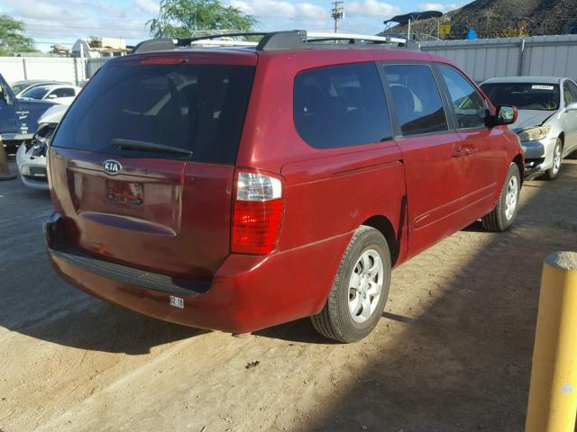 KNDMB233076168418 - 2007 KIA SEDONA EX RED photo 4