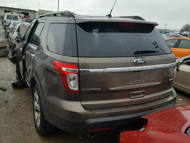 1FM5K8F81FGB75171 - 2015 FORD EXPLORER L BROWN photo 3