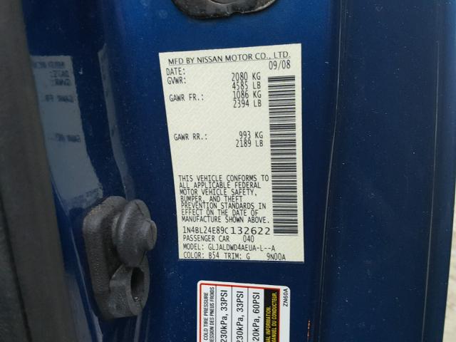 1N4BL24E89C132622 - 2009 NISSAN ALTIMA 3.5 BLUE photo 10