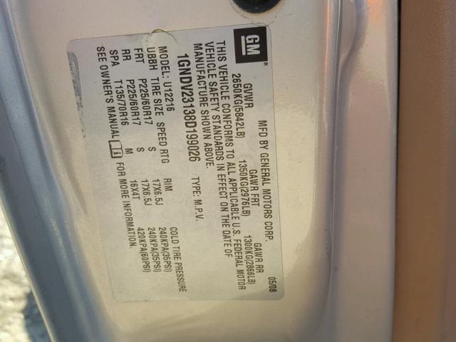 1GNDV23138D199026 - 2008 CHEVROLET UPLANDER L 棕色 照片 10