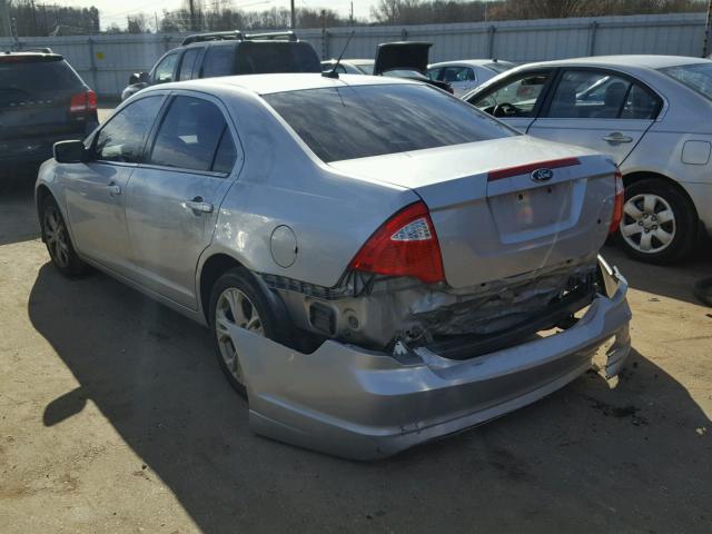 3FAHP0HA5CR443749 - 2012 FORD FUSION SE SILVER photo 3