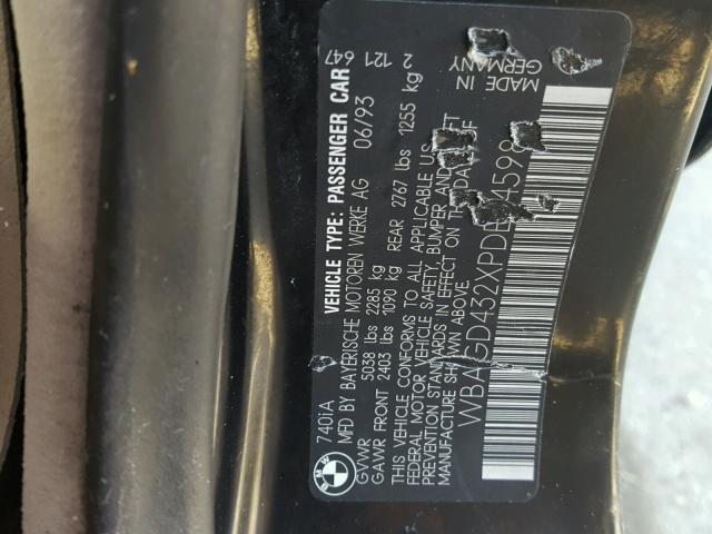 WBAGD432XPDE64598 - 1993 BMW 740 I AUTO BLACK photo 10