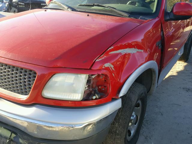 2FTRX18LX1CA36960 - 2001 FORD F150 RED photo 9