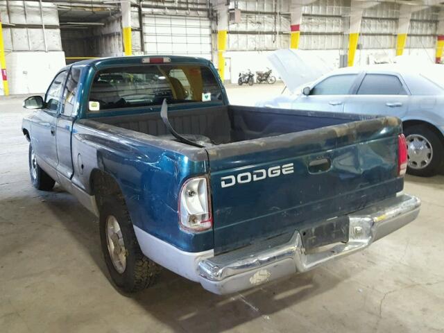 1B7GL22X2XS165882 - 1999 DODGE DAKOTA GREEN photo 3