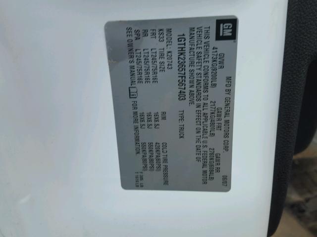 1GTHK23657F567403 - 2007 GMC SIERRA K25 WHITE photo 10