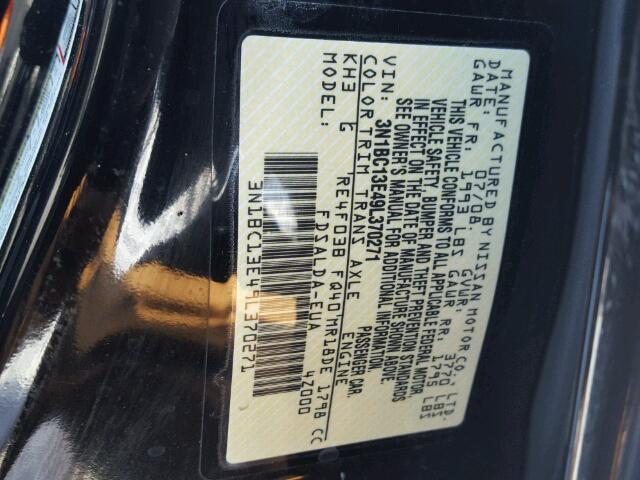 3N1BC13E49L370271 - 2009 NISSAN VERSA S BLACK photo 10