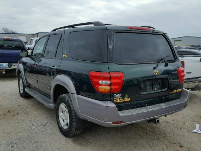 5TDBT44A11S010304 - 2001 TOYOTA SEQUOIA SR GREEN photo 3