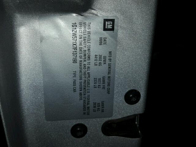 1G1ZW571X7F137190 - 2007 CHEVROLET MALIBU SS Gümüş foto 10