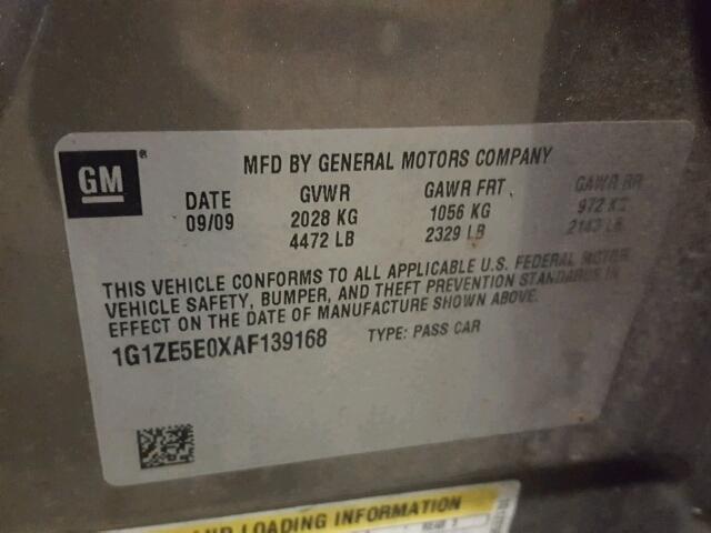 1G1ZE5E0XAF139168 - 2010 CHEVROLET MALIBU LTZ 棕色 照片 10