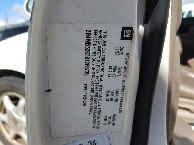 2G4WB52K531268739 - 2003 BUICK REGAL LS WHITE photo 10