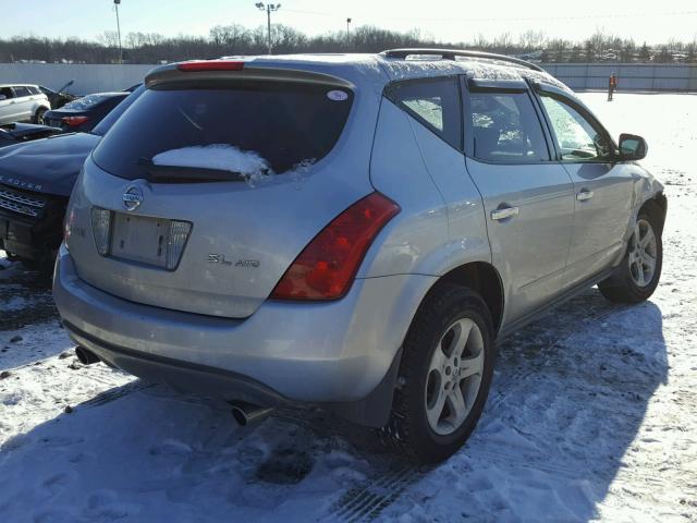 JN8AZ08W23W206686 - 2003 NISSAN MURANO SL SILVER photo 4