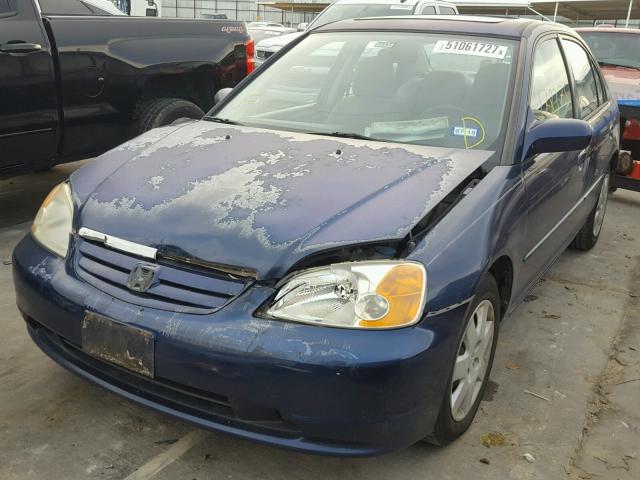 2HGES26782H604587 - 2002 HONDA CIVIC EX BLUE photo 2