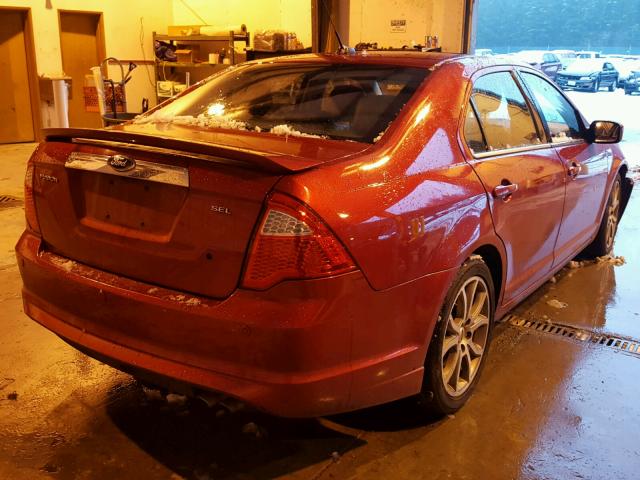 3FAHP0JA9BR335451 - 2011 FORD FUSION SEL RED photo 4